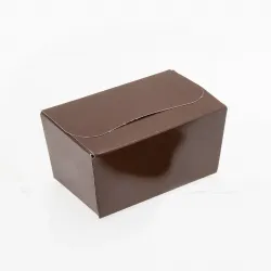 250g Fold Flat Ballotin; Shiny Brown